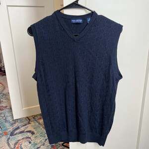 Italian Merino Wool 100% John Ashford Men's Navy Blue Cable Knit Sweater vest